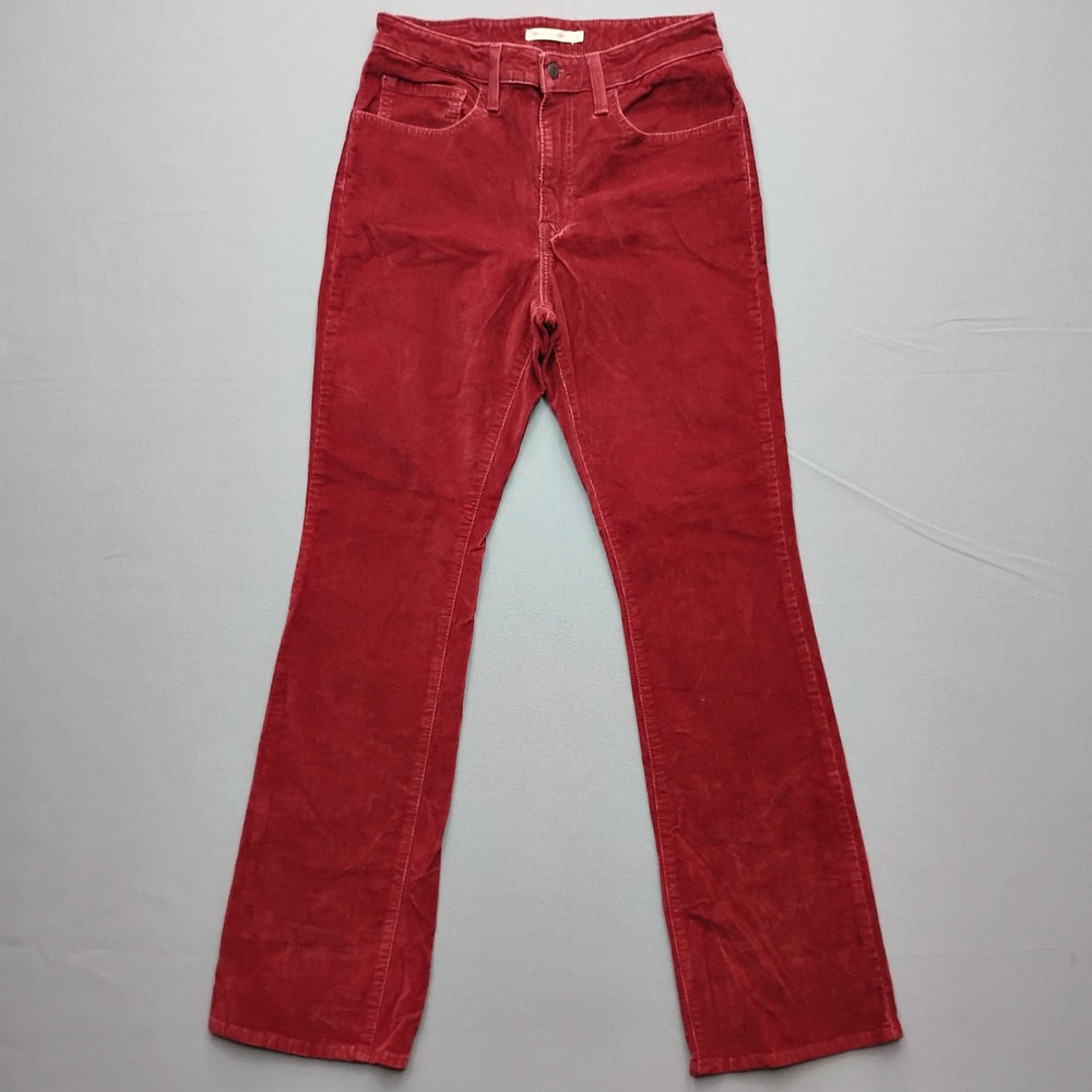 Levis 725 High Rise Bootcut Corduroy Pants Burgundy Red Size 30